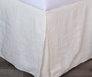 Amity home damara linen bed skirt in ivory   pleated corners
