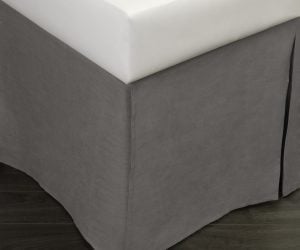 Amity home damara linen bed skirt in ash grey   tailored pleats