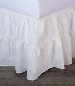 Amity home caprice linen bed skirt in ivory   ruffled tiered design