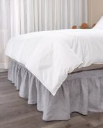 Amity home caprice linen bed skirt in grey chambray   ruffled edge