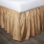 Amity home lia velvet bed skirt in caramel   pleated velvet texture