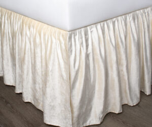 Amity home lia velvet bed skirt in ivory   crushed velvet texture