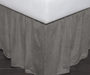 Amity home lia velvet bed skirt in ash grey   gathered design