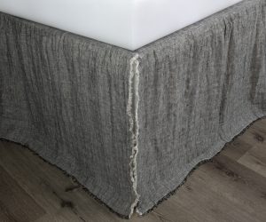 Amity home kent linen reversible bed skirt in asphalt   crinkled texture