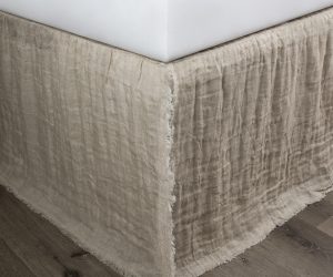 Amity home kent linen reversible bed skirt in natural   frayed edge