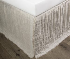 Amity home kent linen reversible bed skirt in natural   frayed edge detail