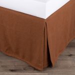 Amity home ranier bed skirt in ochre   textured frayed hem