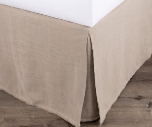 Amity home ranier 21 drop 3 panel bed skirt in natural   frayed hem linen