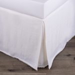 Amity home ranier bed skirt in ivory   frayed hem linen texture