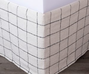 Amity home evans 21 drop 3 panel bed skirt in asphalt   textured grid pattern