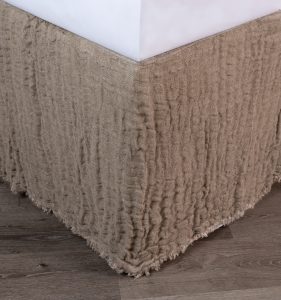 Amity home ashford linen bed skirt in natural   crinkled linen texture