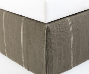 Amity home rhodes bedskirt in pewter   striped woven texture