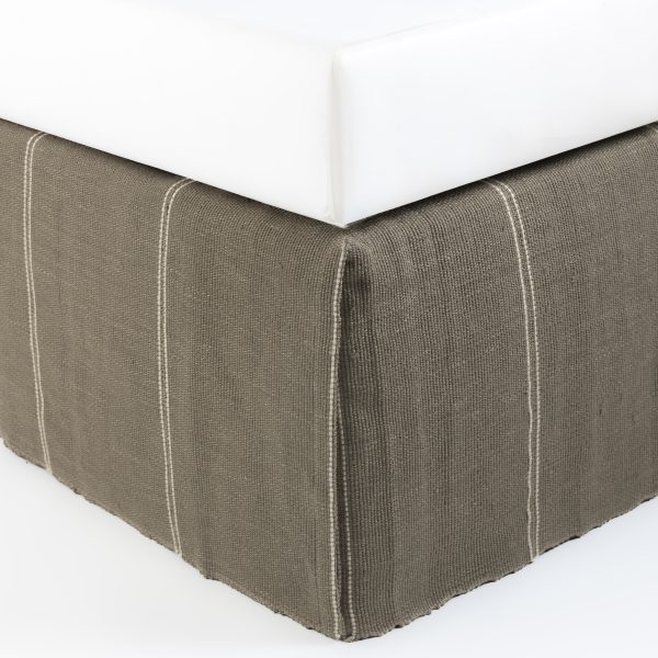 Amity Home Rhodes Bedskirt in Pewter - Striped Woven Texture