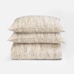Amity home clyde duvet cover in natural   textured stripe pattern