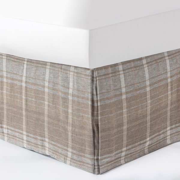 Amity Home Barber Bed Skirt in Mineral Plaid - Tailored Pleat Design