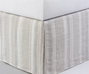 Amity home hopkins 21 drop 3 panel bed skirt in limestone   vertical stripes