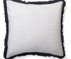 Amity home black ticking euro in blackwhite   ruffled edge