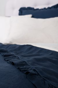 Amity home basillo duvet cover in indigo   soft fabric with ruffled edge