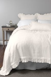 Amity home basillo duvet cover in ivory   ruffled edges