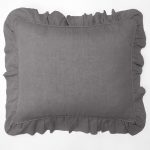 Amity home basillo linen sham in neutral grey   ruffled linen texture