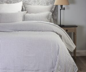 Amity home cape cod duvet cover in grey   seersucker stripe texture