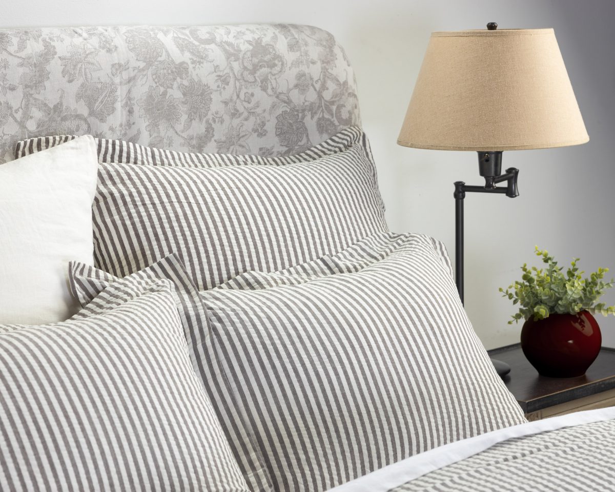 Amity home cape cod duvet cover in grey striped   seersucker texture