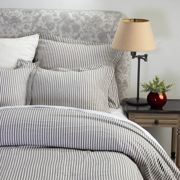 Amity home cape cod duvet cover in grey striped   seersucker texture