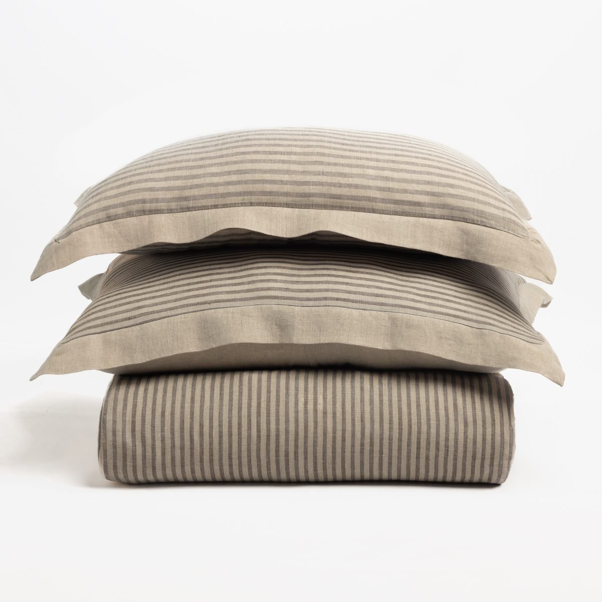 BERNADETTE STRIPE LINEN DUVET COVER, WALNUT BROWN - Image 1