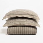BERNADETTE STRIPE LINEN DUVET COVER, WALNUT BROWN