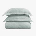 Amity home jerome duvet cover in teal   soft linen like texture