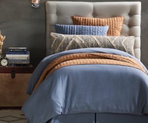 Amity home basecamp  pure collection queen in slate blue   layered textured bedding
