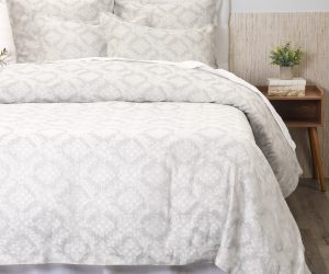 Amity home dawson french ikat duvet cover in grey   subtle geometric pattern