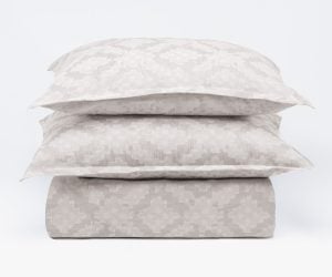 Amity home dawson french ikat duvet cover in grey   woven ikat pattern