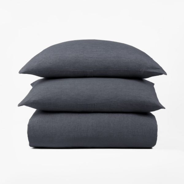 DAMARA DUVET COVER, STEEL BLUE