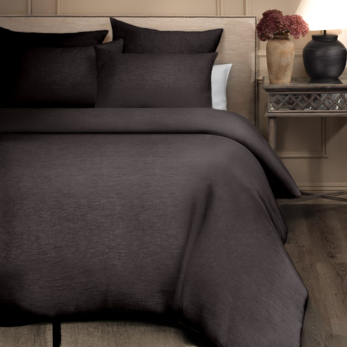 Amity home damara duvet cover in charcoal grey   natural woven texture