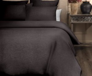 Amity home damara duvet cover in charcoal grey   natural woven texture
