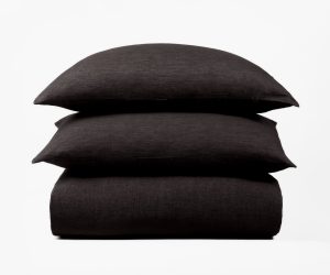 Amity home damara duvet cover in charcoal grey   linen texture