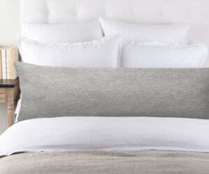 Amity home damara linen body pillow in grey chambray   textured linen weave