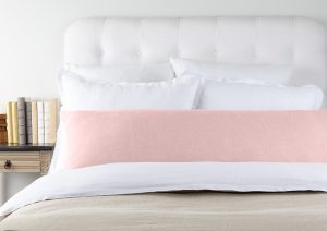 Amity home damara linen body pillow in petal pink   natural linen texture