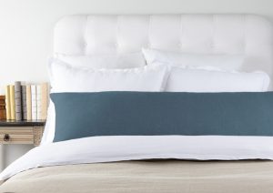Amity home damara linen body pillow in steel blue   smooth linen texture