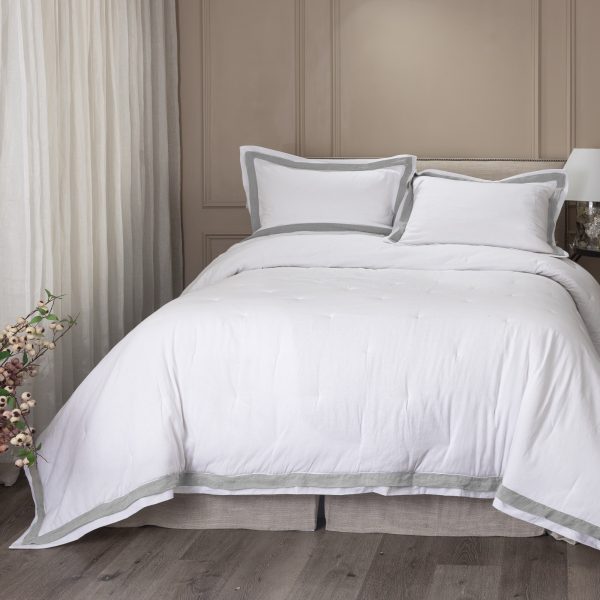 Orfeo Linen Comforter, White/Grey, Set