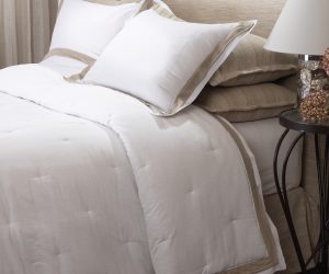 Amity home orfeo linen comforter in whitenatural   subtle quilted texture