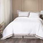 Amity home orfeo linen comforter in whitenatural   natural trim