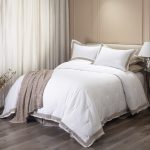 Amity home orfeo linen comforter in whitenatural   natural border detail