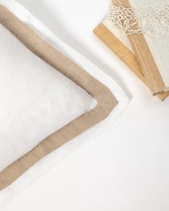 Amity home orfeo linen duvet cover in whitenatural   contrasting linen border