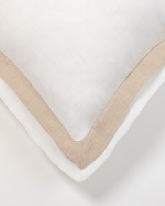 Amity home orfeo linen duvet cover in whitenatural   contrast linen border