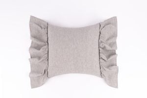 Amity home caprice sham in grey chambray   ruffled edges