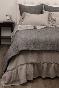Amity home barcelona linen quilt in asphalt   textured linen