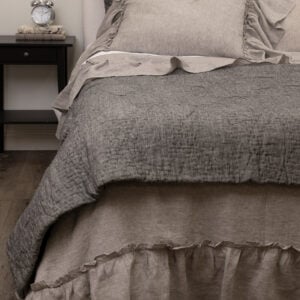 Amity home barcelona linen quilt in asphalt   textured linen
