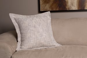 Amity home evol pillow in glacier grey   woven texture